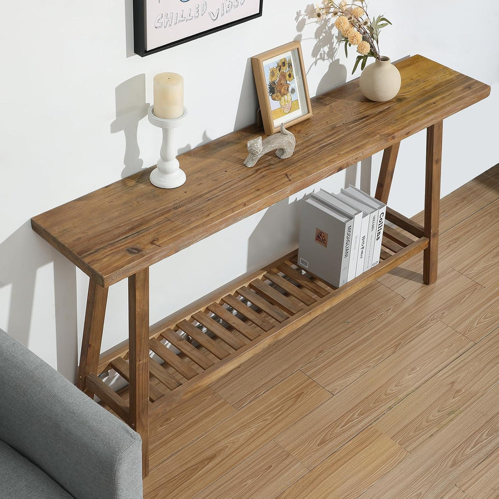 HOKYHOKY Reclaimed Solid Wood Console Table, 59" Farmhouse Entryway Tabl...