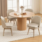 Upholstered Dining Chairs Set of 2, Modern Faux Leather Dining Room Chairs with Solid Wood Legs & Double-Padded Seat, Swivel Accent Desk Chair for Kitchen Dining Room Restaurant - Pebble Grey