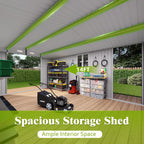 Metal Storage Shed, 10 X 14 FT Lockable Outdoor Tool Shed with Air Vent and Clear Windows, Galvanized Steel Garden Shed for Backyard, Patio, Garden, Bike Storage or Outdoor Use, Grey