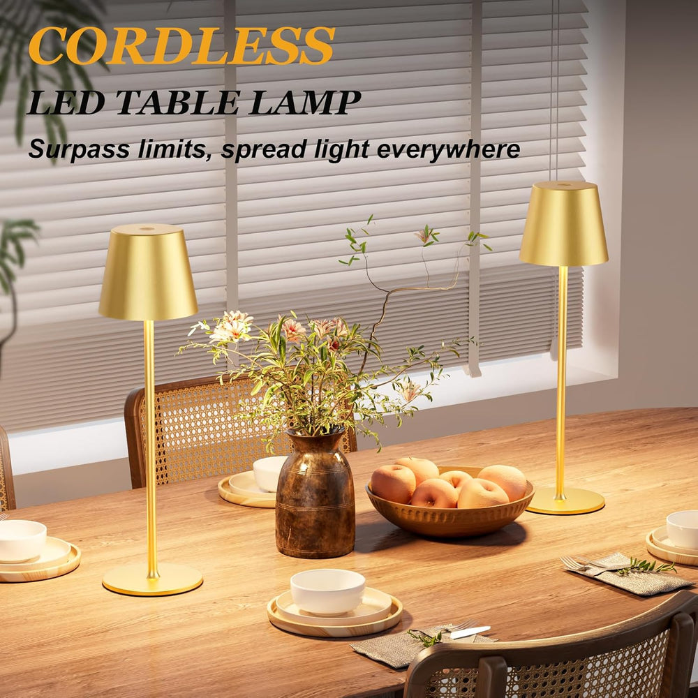 Cordless Table Lamp Rechargeable Gold - KK 2 Pack 5000mAH Battery Operated La...