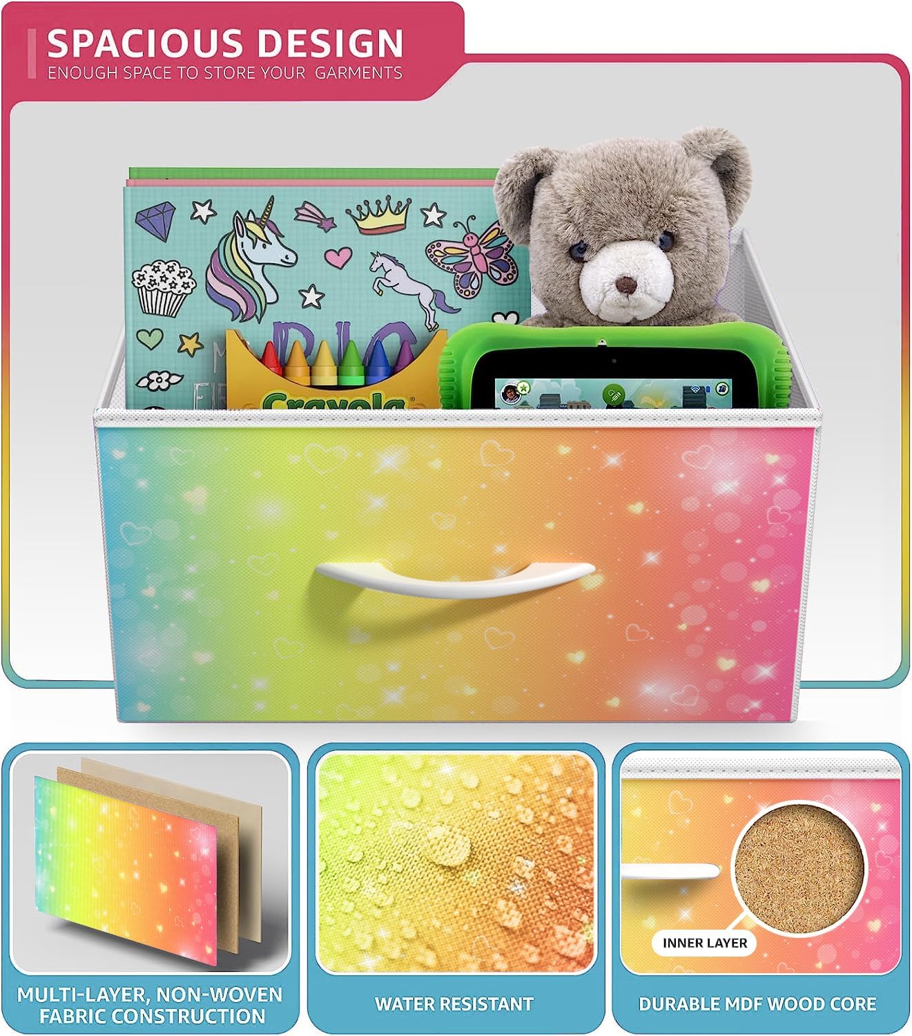 Sorbus Kids Dresser with 8 Drawers - Storage Unit Organizer Chest for Clothes - Bedroom, Kids Room, Nursery, & Closet (Rainbow, 31.5 x 12 x 32-8 Drawer)