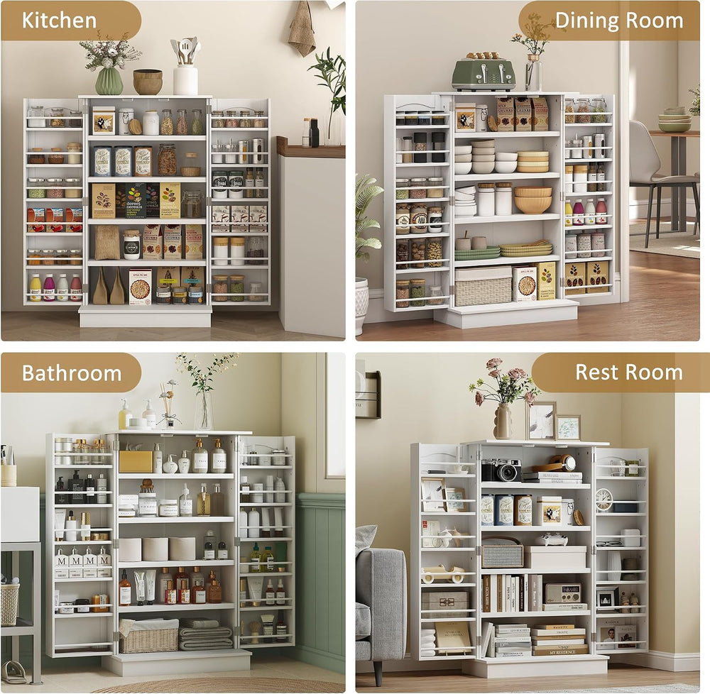 HOMCOM 41" Kitchen Pantry Storage Cabinet, Freestanding Kitchen Cabinet ...