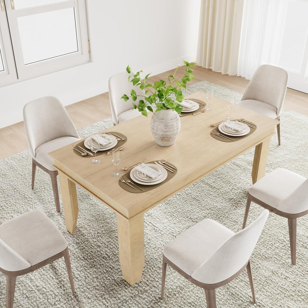 GarveeHome Farmhouse Dining Table for 4-6 People, 63 in Long Kitchen Tables w...
