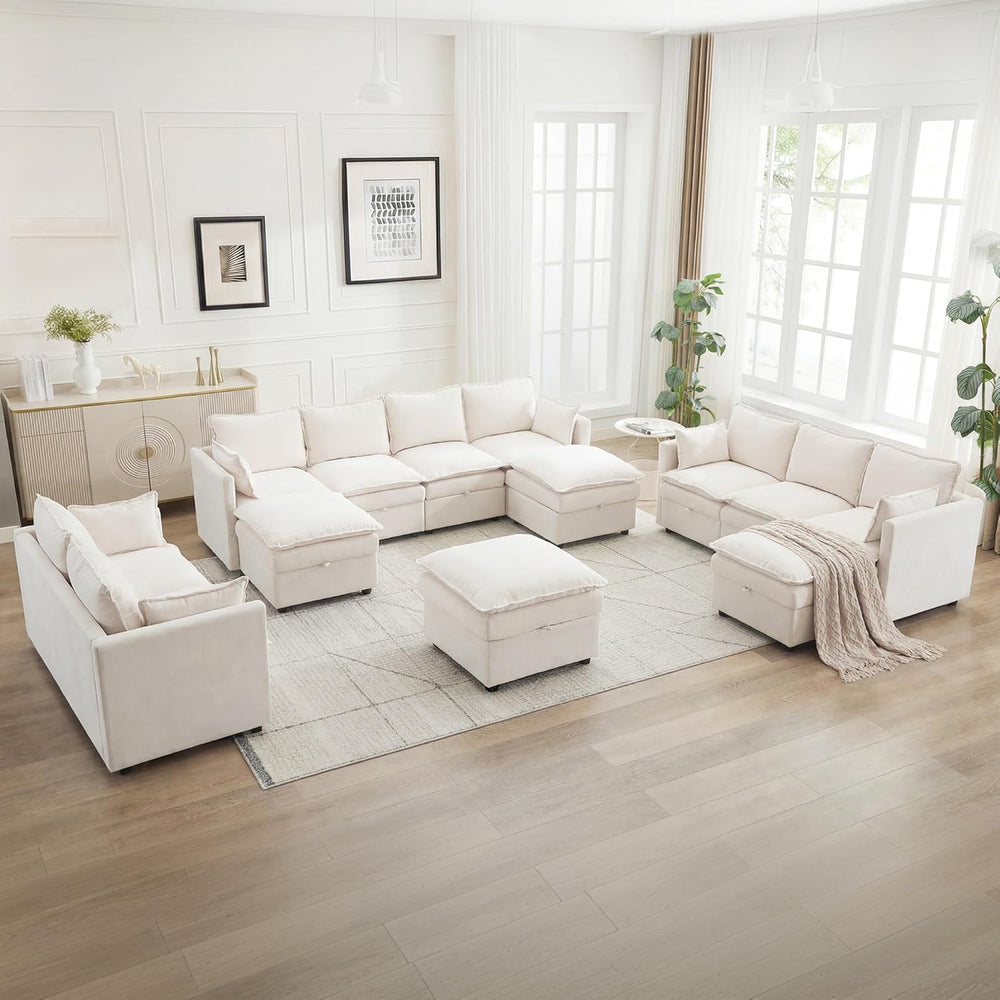 27" Large Square Ottoman with Storage, Modern Upholstered Footrest with ...