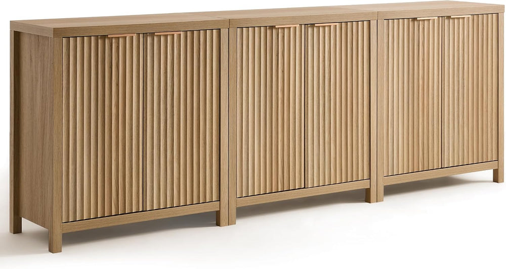 OAKHAM HOME Oxford Storage Cabinet Fluted Sideboard Buffet with Adjustable Sh...