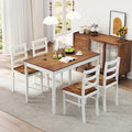 NAFORT Dining Table Set for 4, Solid Wood Kitchen Table and Chairs, Farmhouse Dinette Set w/Apron, Rubber Wood Legs, Mid-Century Modern Dining Room Table and 4 Chairs for Kitchen, Restaurant