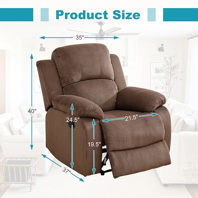 Recliner Sofa Set Couches for Living Room Chair Pineapple Velvet Fabric Living Room Furniture Sets, Adjusted Reclining Couch Furniture Sofa Set for Theater Seating, Brown