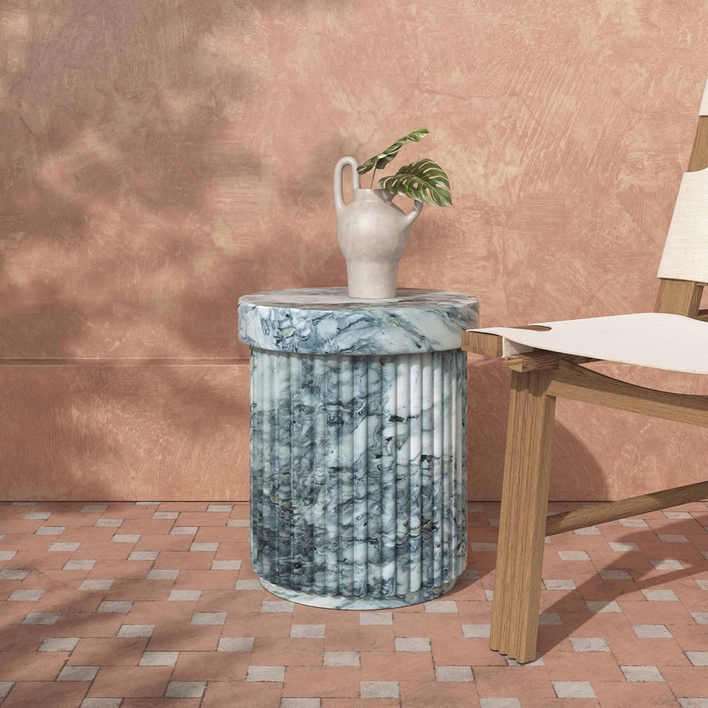 Tov Furniture Serafina Marble Pattern Concrete Indoor/Outdoor Side Table