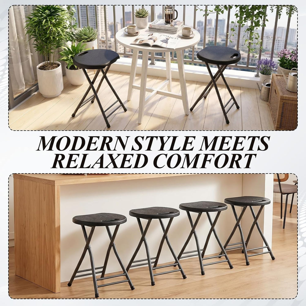 Novabright 6 Pack Portable Folding Stool with Handle, Sturdy Round Collapsibl...