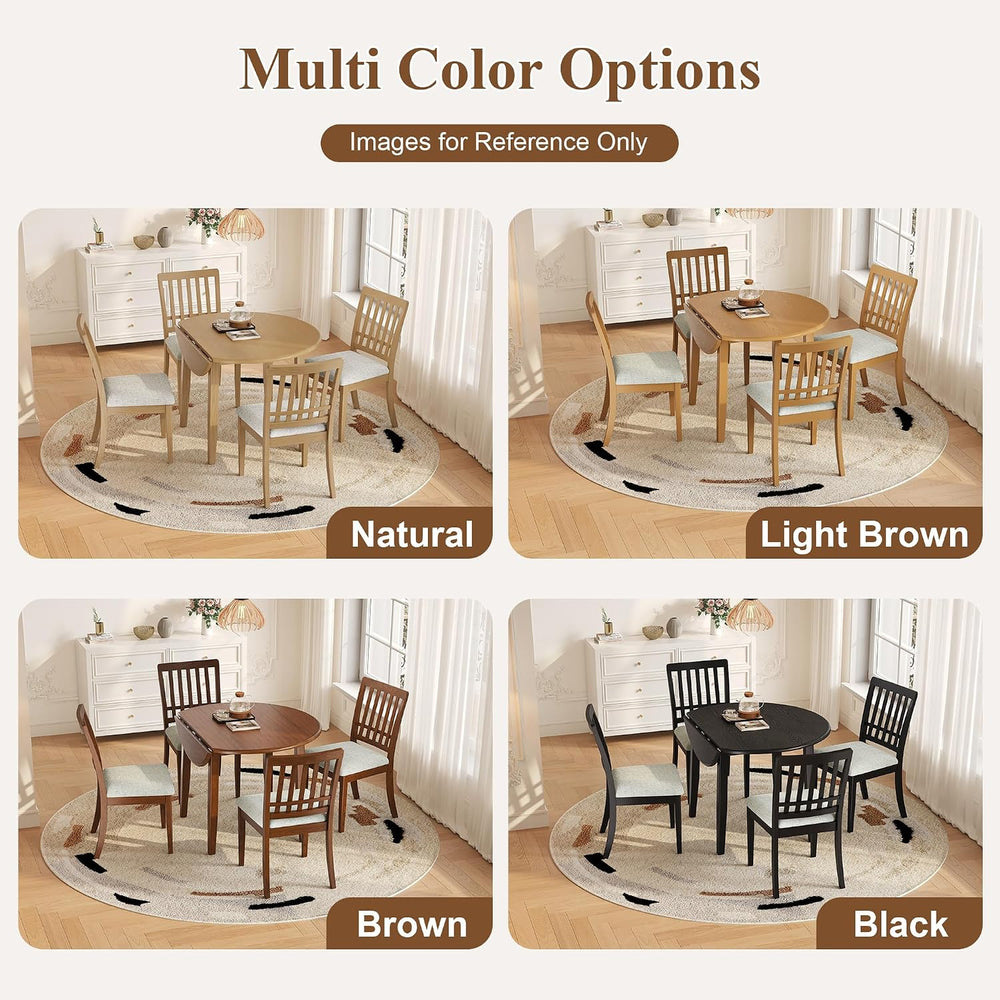 P PURLOVE 3 Piece Round Dining Set for 2, Folding Wood Table (Brown)