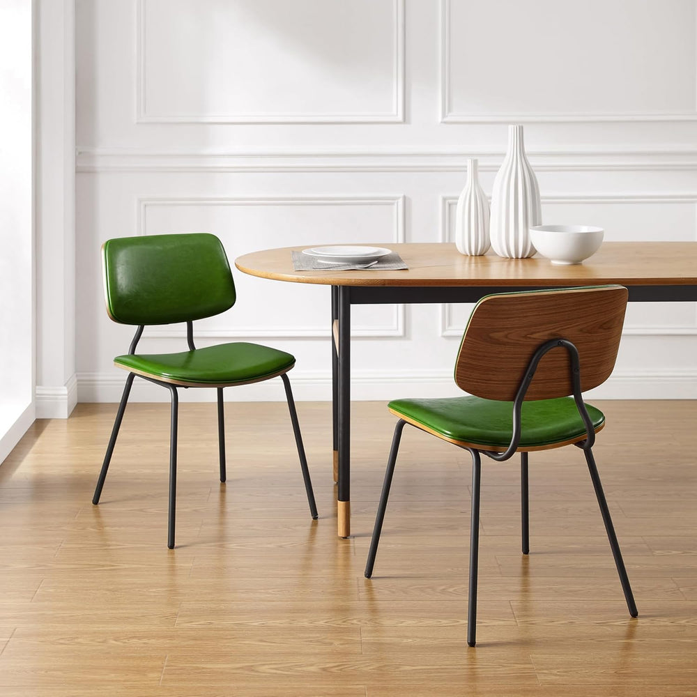 Art Leon Dining Chairs Set of 2- Mid Century Modern Faux Leather Dining Room ...