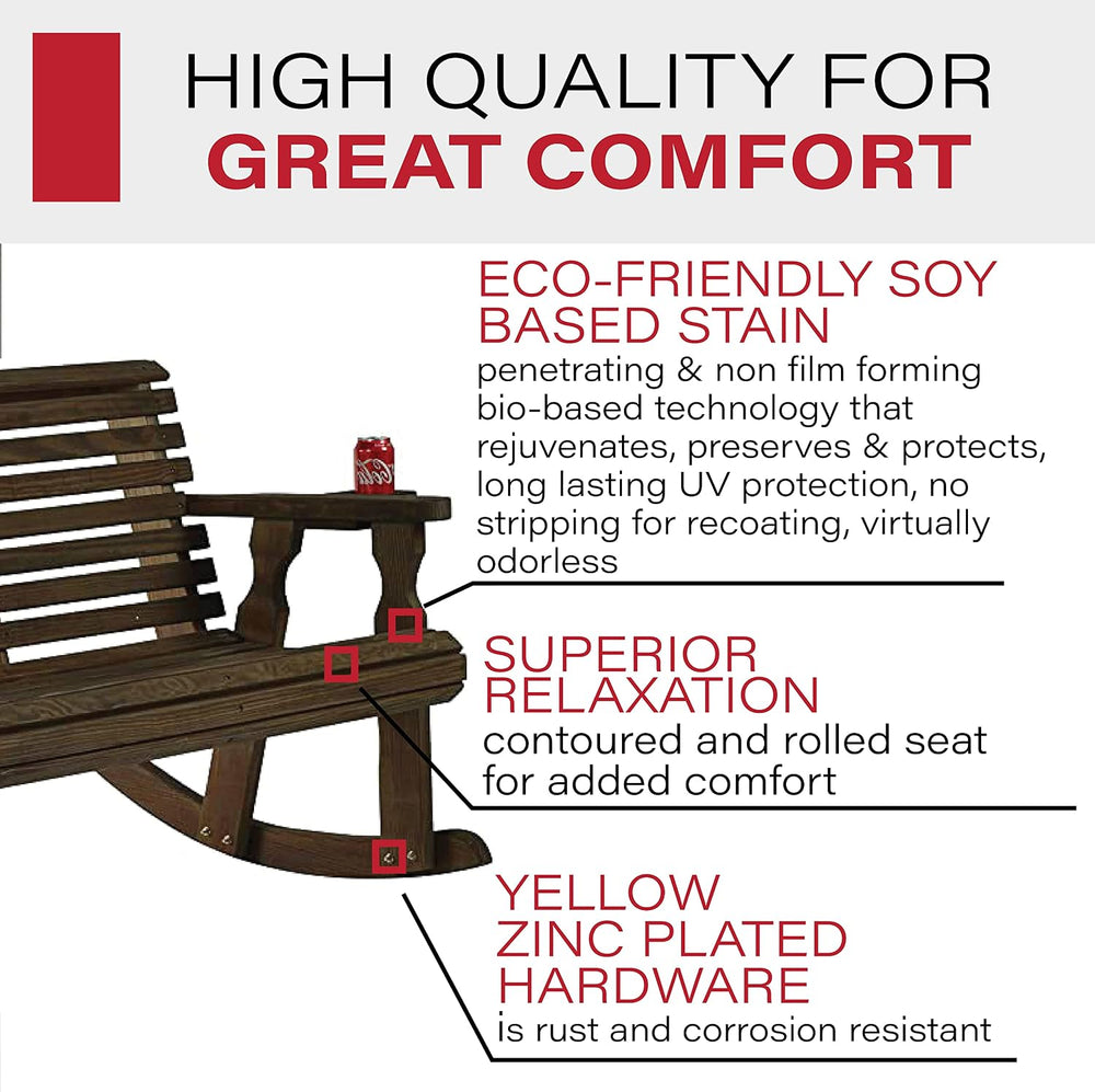 Amish Casual Heavy Duty 800 Lb Roll Back Pressure Treated Double Rocker with ...