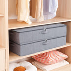 Underbed Storage Organizers, 23.6 x 11.8 x 5.9 Inch Fabric Container Bags with Lids, Storage Boxes for Blanket, Pillows, Shoes, Grey, 3 Pack