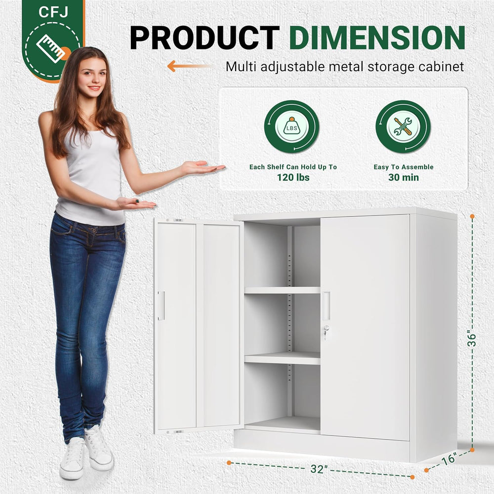 CJF Pantry Cabinet, Metal Pantry Storage Cabinets with Doors and 2 Adjustable...