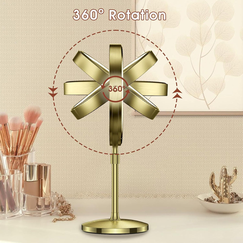 MILPROX Adjustable Height Makeup Mirror with 10X Magnifying & Light, Gold