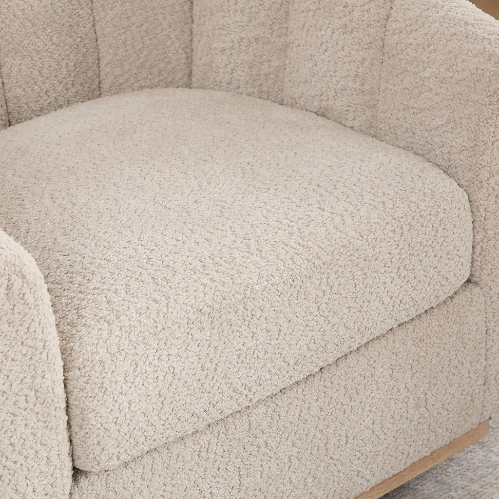 Swivel Barrel Chair Set of 2, 360 Degree Round Swivel Accent Chair for Living Room, Mid Century Modern Upholstered Accent Chair,Comfy Tufted Sofa Armchairs for Bedroom,Nursery,Boucle,Wheat