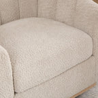 Swivel Barrel Chair Set of 2, 360 Degree Round Swivel Accent Chair for Living Room, Mid Century Modern Upholstered Accent Chair,Comfy Tufted Sofa Armchairs for Bedroom,Nursery,Boucle,Wheat