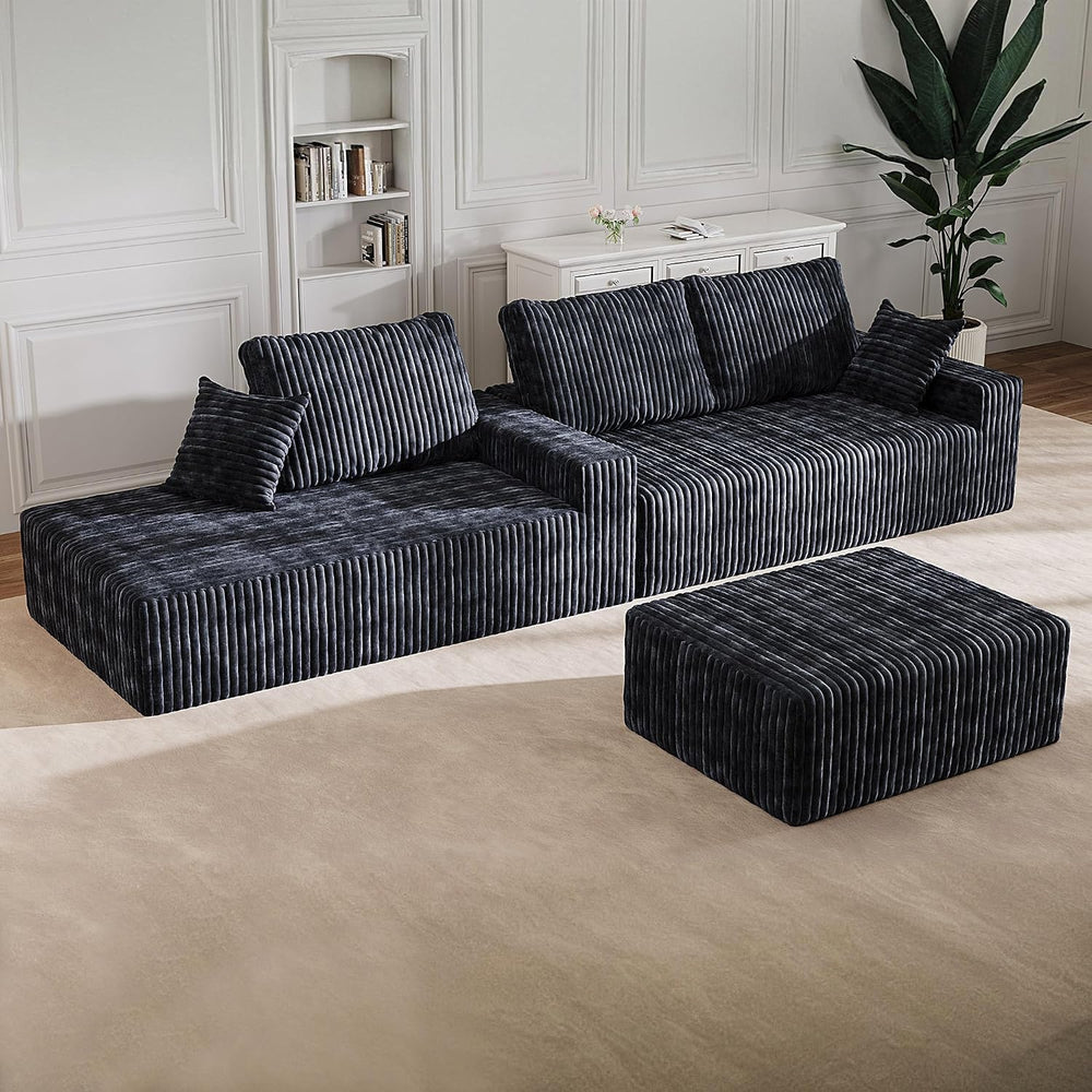 40" L Shape Sectional Sofa Ottoman, Memory Foam Cloud Couchottoman, No A...