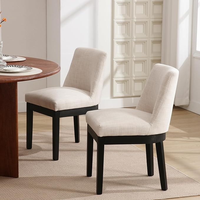 Modern Dining Chairs Set of 4 Comfortable Dining Room Chairs with Back, Linen...