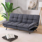 71" Convertible Futon Sofa Bed,Linen Fabric Futon Couch Bed,Memory Foam Sleeper Sofa,Modern Folding Small Loveseat for Living Room,Office,Apartment,Retro Grey