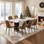 Upholstered Dining Chairs Set of 8 Modern Kitchen Chairs Chenille Fabric Dining Room Chairs High-Back Padded Dining Chairs with Metal Legs for Kitchen Dining Room Restaurant Cafe Hotel, Brown