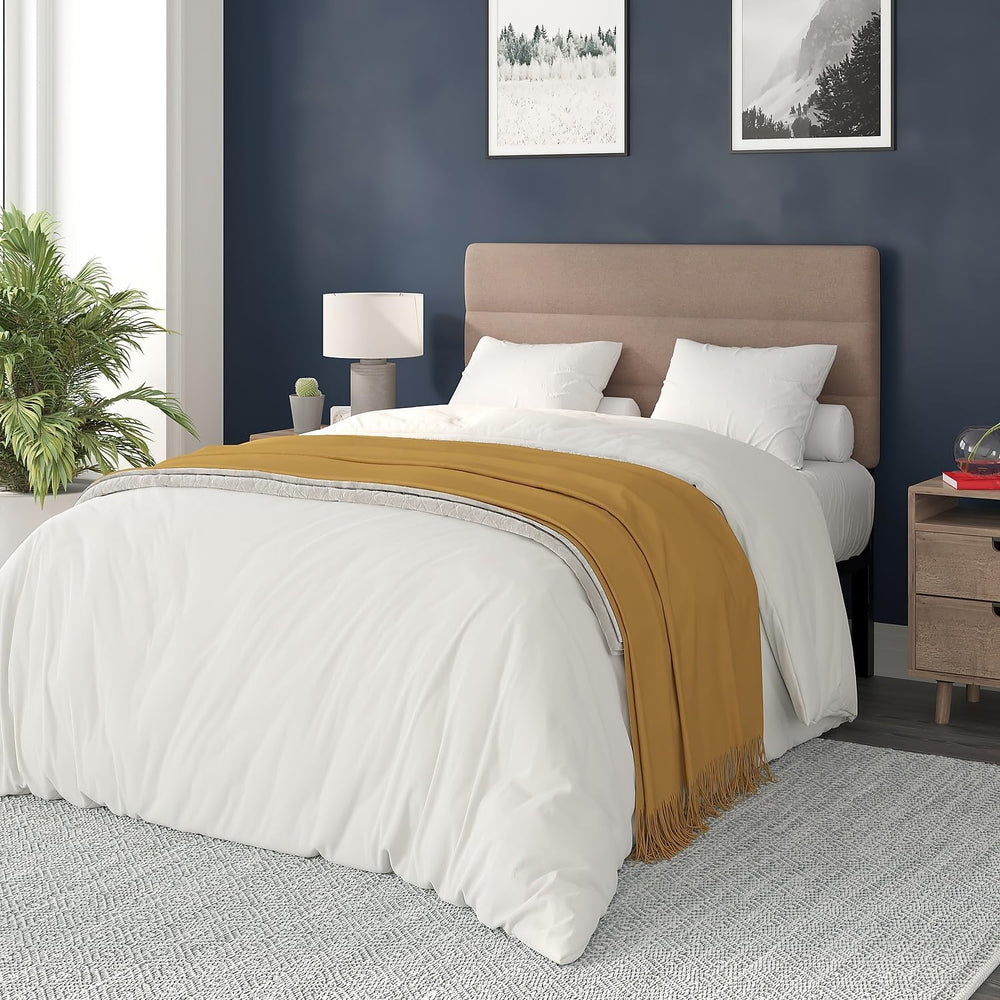 Flash Furniture Paxton Upholstered Headboard - Channel Stitched Taupe Fabric ...