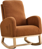 Chifee & Vingol Rocking Chair Nursery Sherpa Boucle Nursing Glider Rocker Chair, Teddy Brown