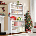 73" Metal Kitchen Pantry Cabinet with Flip Door - 6-Tier Storage Hutch with Pegboard, Adjustable Shelves - Freestanding Kitchen Storage Cabinet for Pantry Organization, Food, Dishes White (White)
