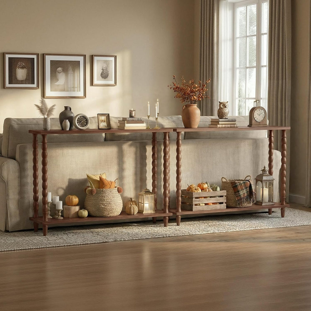 HOOBRO 39.4'' Mid-Century Console Table, 2-Tier Entryway Table with S...