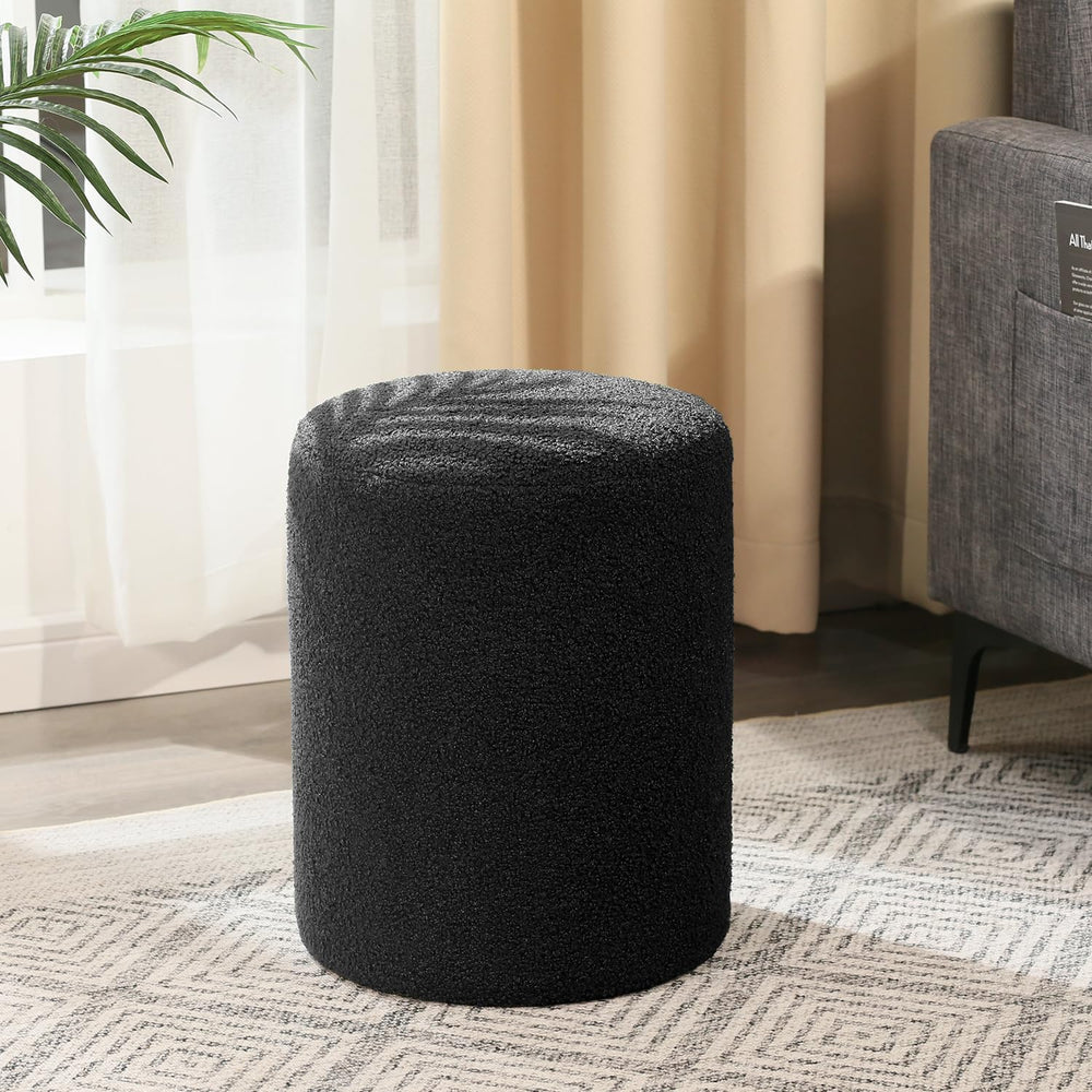 Joveco Round Ottoman Footrest, Upholstered Vanity Stool for Makeup Living Roo...