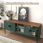 ARTPOWER 63" Modern TV Stands for Living Room, Long Entertainment Center with Storage, TV Console for 55 60 65 70 Inch TV, Bedroom TV Cabinet with Doors, Wood Media Console, Television Stand, Green