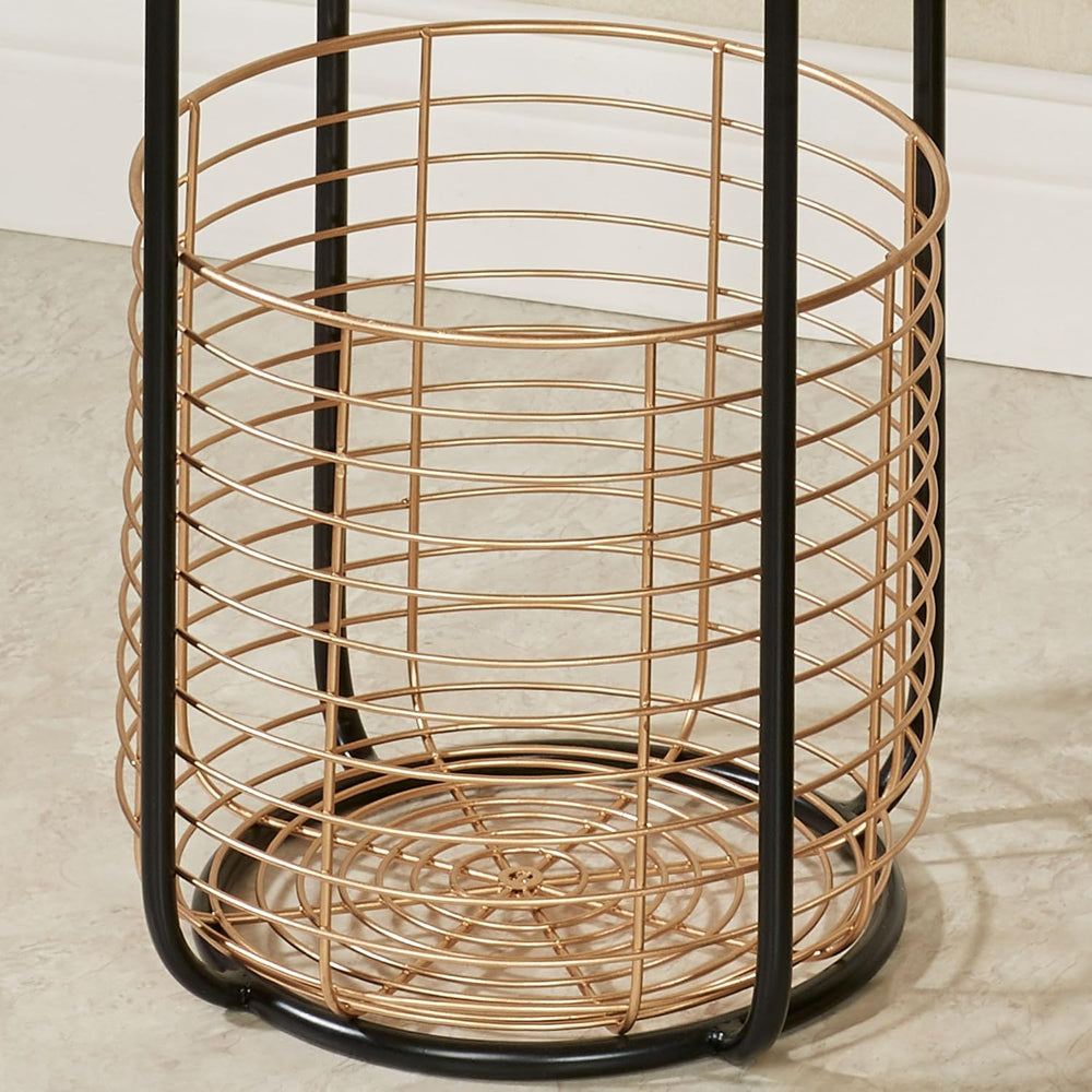 Macayle Round Metal Accent Tables with Wire Storage Baskets Set of Two