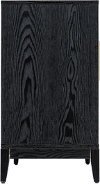 Sango Shagreen 2-Door Cabinet, Elegant Black Faux Shagreen Storage Cabinet with Brass Handles, Adjustable Shelf, Timeless Luxury Design, Stylish Accent Furniture for Living Room or Dining Room