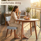 Dining Chairs, Mid-Century Modern Upholstered Kitchen Chairs with Curved Backrest and Linen Fabric Seat, Wood Leg Accent Chairs for Dining Room, Living Room, Bedroom, Grey