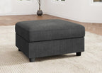 HONBAY Modern Corduroy Ottoman Module Sofa, Ottoman Bench with Storage, Dark Grey
