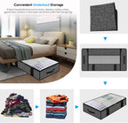 Onlyeasy 4 Pack Under Bed Clothes Storage Bags Organizer with Reinforced Handles and Zippers, Foldable Underbed Storage Container Bags for Blankets, Comforters, Bedding, Linen-like Black, MXAUBBP4