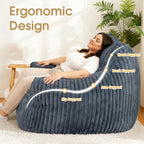 Giant Bean Bag Chair, Oversized Plush Comfy Bean Bag Sofa for Adults and Kids with Armrests, Memory Foam Mini Couch Single Lounges for Living Room, Bedroom & Game Room(Gray)