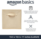 Amazon Basics Collapsible Fabric Storage Cubes Organizer with Handles, Sturdy, Beige, 10.5-x-10.5-x-11-inch, Pack of 6