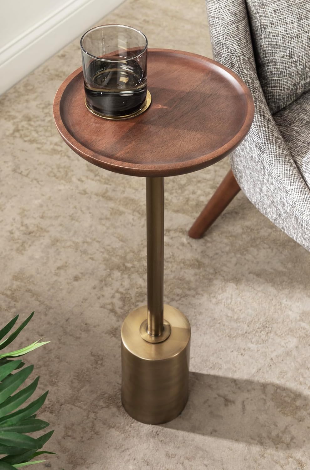 Kate and Laurel Xyler Modern Metal and Wood Round Drink Table | 10 x 10 x 24,...