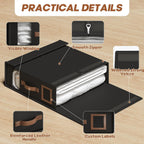 6 Pack Bed Sheet Organizers And Storage(Cal King Size) With Leather Handles,Foldable Linen Closet Organizer With Clear Window,Bedding Storage Box For Blanket,Sheets,Duvet Cover-Black