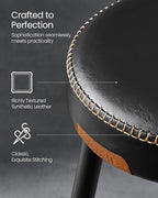VASAGLE EKHO Collection - Dining Chairs Stools Set of 4, Upholstered Kitchen Chairs, Vanity Stools, Synthetic Leather with Stitching, Mid-Century Modern, 19-Inch Tall, Easy Assembly, Ink Black