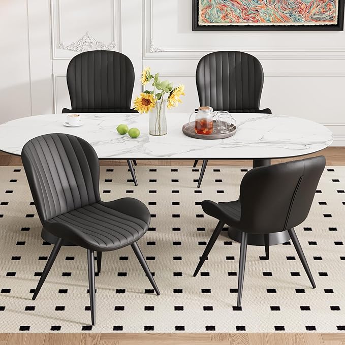 Dining Chairs Set of 2 Modern Fabric Dining Room Chairs Upholstered Dining Ch...