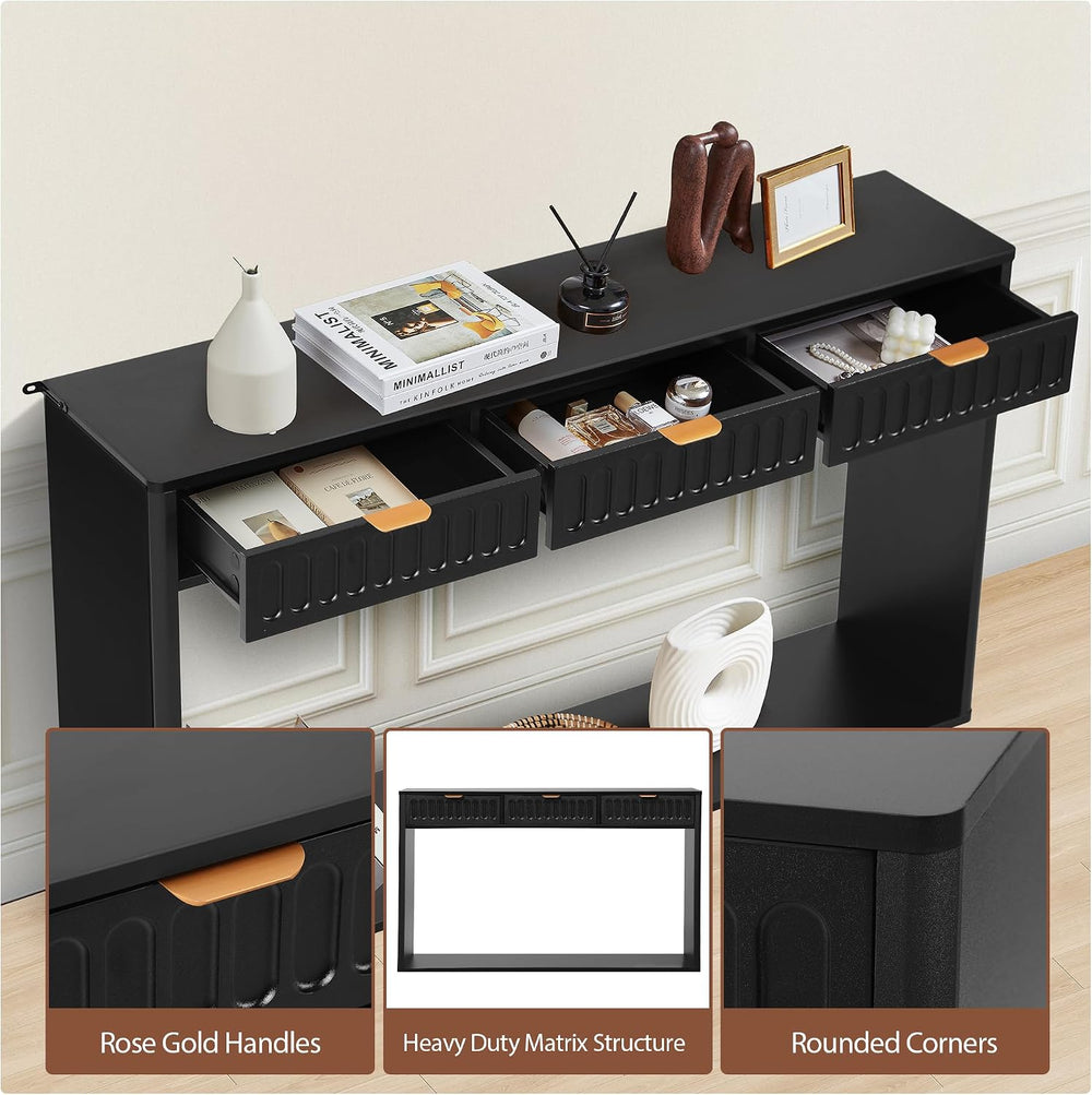 Entryway Table with Storage, Narrow Console Table with 3 Drawers, 51.18' ...