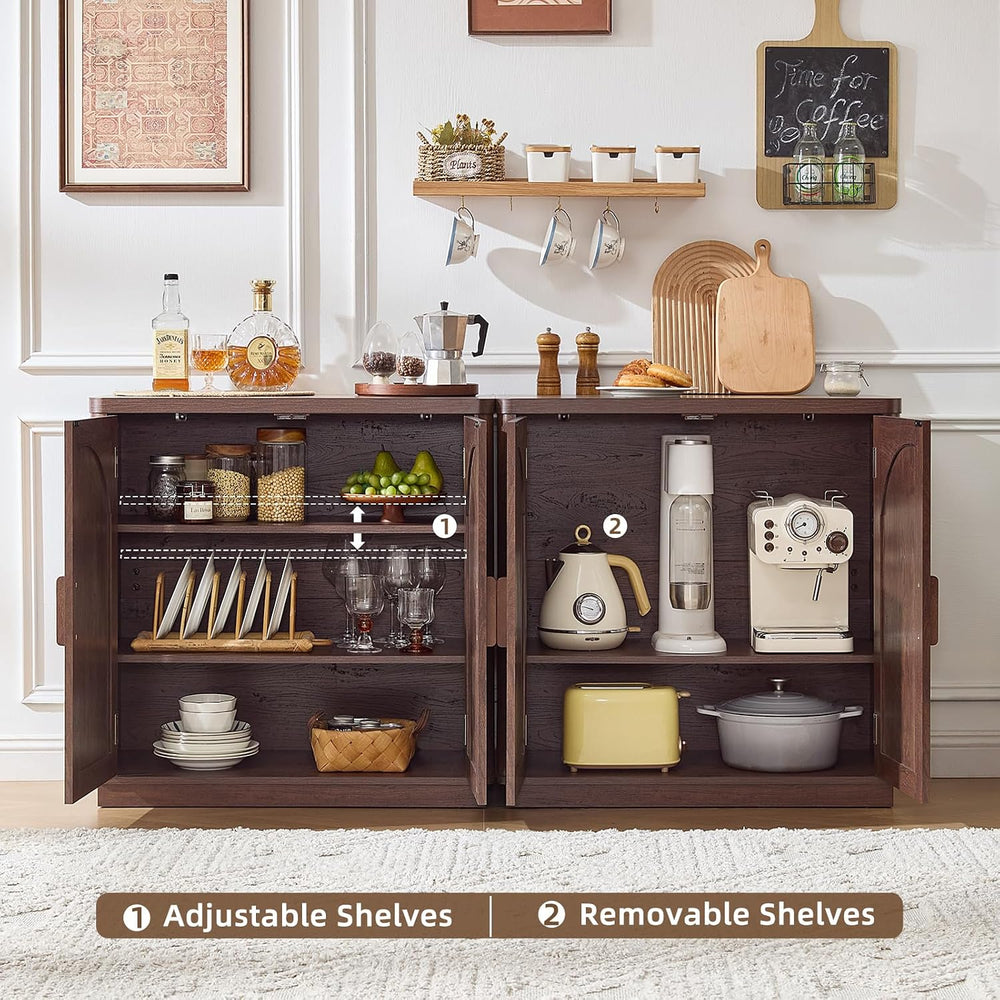 LEYAOYAO Rattan Sideboard Buffet Cabinet with Storage, 31.5" Coffee Bar ...