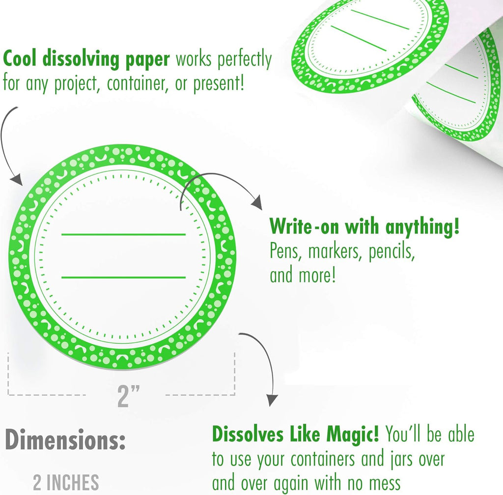 Canning Labels Dissolvable Stickers for Mason Jars and More (2" Round 200/roll) Canning Supplies Washes Off in Seconds Like Magic - Jar Labels Homemade Jam, Jelly, and More (Lime)