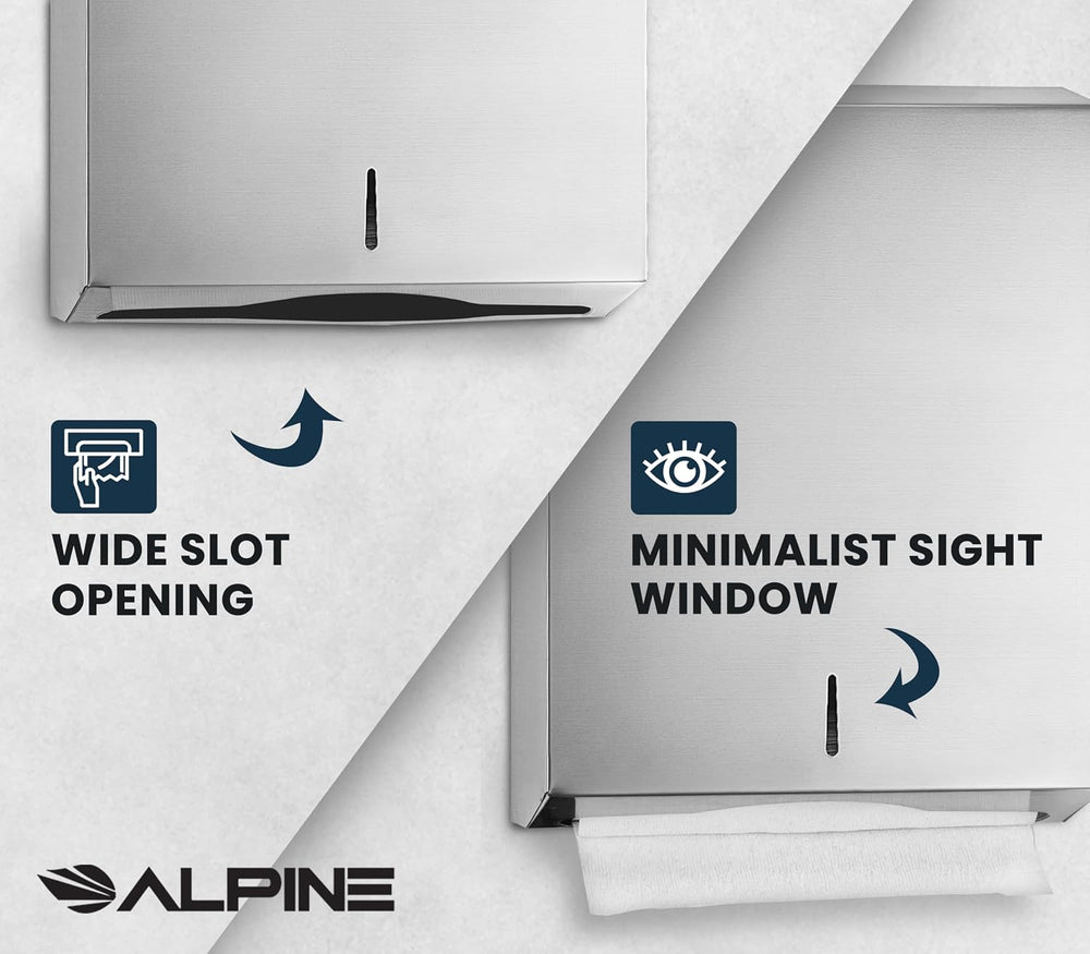 Alpine Commercial Paper Towel Dispenser – Wall-Mount Stainless Steel Holder f...