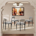 Morden Fort Modern Dining Chairs Set of 4, Boucle Upholstered Chairs with Open Back and Black Metal Legs for Dining Room, Kitchen, Living Room and Apartment