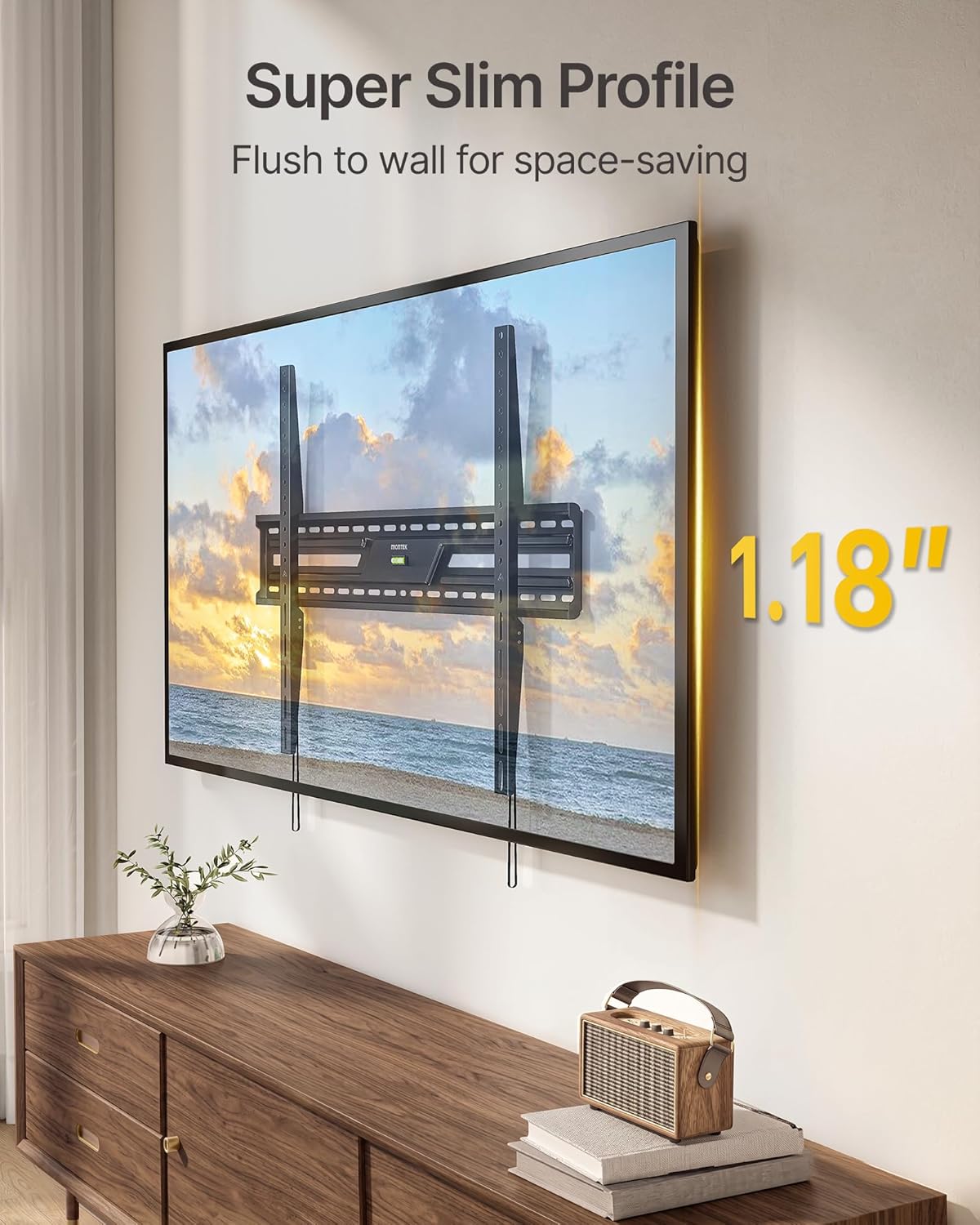 monTEK Heavy Duty Fixed TV Wall Mount for 50-100 Inch Large TVs up to 200 lbs, 4X Safety Tested, TV Mount Bracket for Home Theater & Commercial Use, Fits 16"/18"/24" Wood Studs, Max VESA 900x600mm