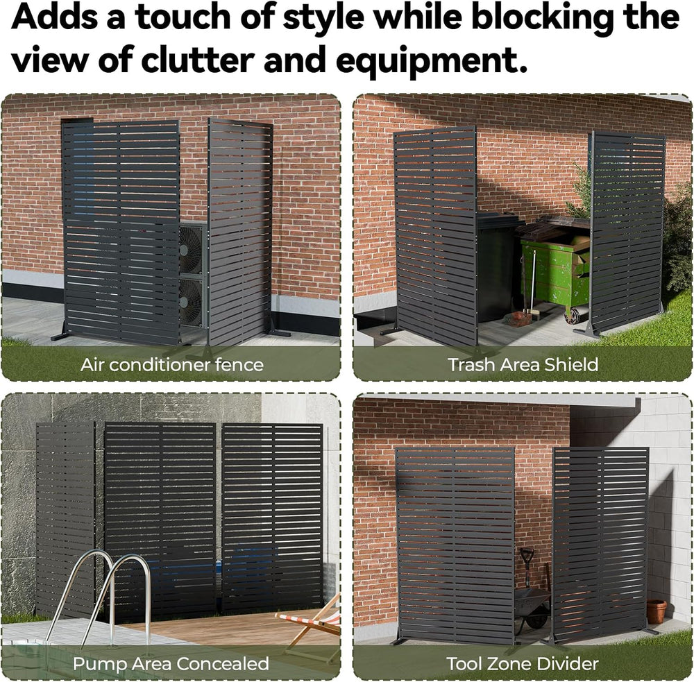 Privacy Screen Outdoor Freestanding Fence Panel with 6 Panel, 72" H×47&q...