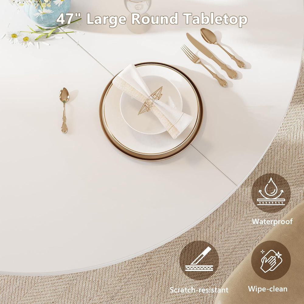 Einhomn Round Dining Table for 4-6, Kitchen Table with Sturdy Double Arc &amp...